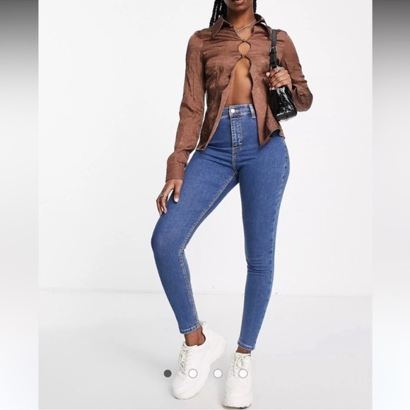 Topshop Joni MOTO Snug Fit  High Waist Skinny Cropped Jean  Size 28    NWT - Picture 1 of 8